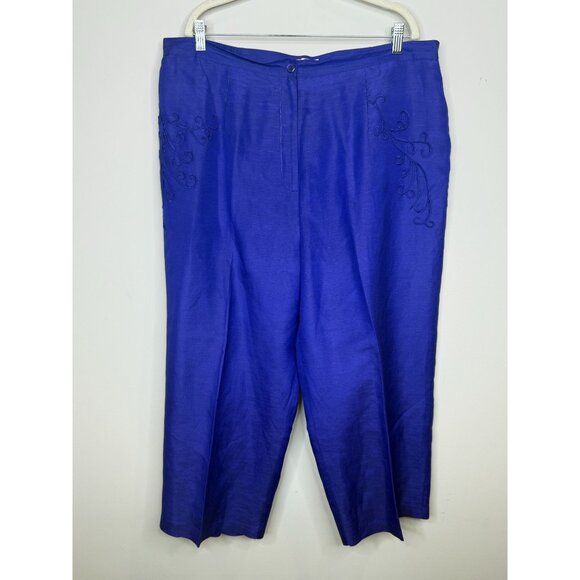 ISC Women’s 2X Blue Silk Blend 2-Piece Pantsuit Blouse & Pants Set - Picture 5 of 14